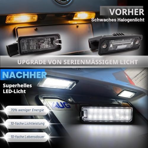 NSLUMO 2 weiße LED-Nummernschildbeleuchtung für Golf IV, V, VI, VII, Polo III, IV, V, Passat B7, B8, CC, Beetle, Lupo, Ibiza, Leon, Exeo, Altea, Canbus Led hintere Tag-Lampen