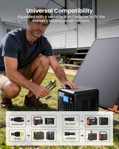 Image of ZOUPW 350W Portable Solar Panel N-Type 16BB for Power Station | 25% High Efficiency Foldable Solar Panel for Jackery /EcoFlow Delta /Anker /Bluetti,IP68 Waterproof for Camping RV Power Backup