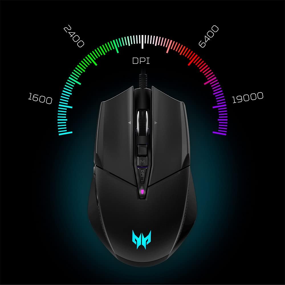 Acer Predator Cestus 335 Gaming Mouse with PixArt 3370 Sensor, Adjustable DPI Settings & 16.8 Million RGB Color Lighting Combinations, (Pack of 1)