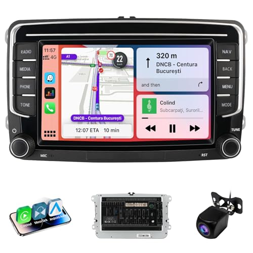 Haudio 2 Din Autoradio met Draadloze Apple CarPlay & Android Auto, 7 Inch Autoscherm met Canbus, Bluetooth, Mirror Link,WiFi, FM/AM/RDS/SWC Autostereo voor VW Golf 6, Passat, Polo, Tiguan, Jetta Skoda