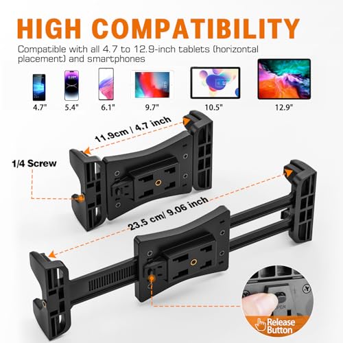 JUBOR Tablet Holder for Microphone Stand, Mic Music Stand Tablet Holder for iPad, 360° Adjustable Clip-on Phone Mount for Shee Music Stand, Fits Devices from Screen Size 4.7 to 12.9” by JUBOR - Image 4