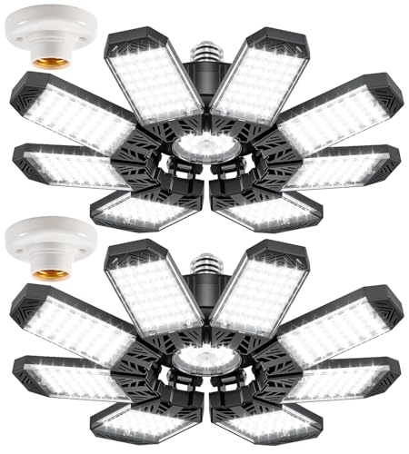 ISKYDRAW LED Garage Lights 2 Pack, 260W 26000LM Bright Shop