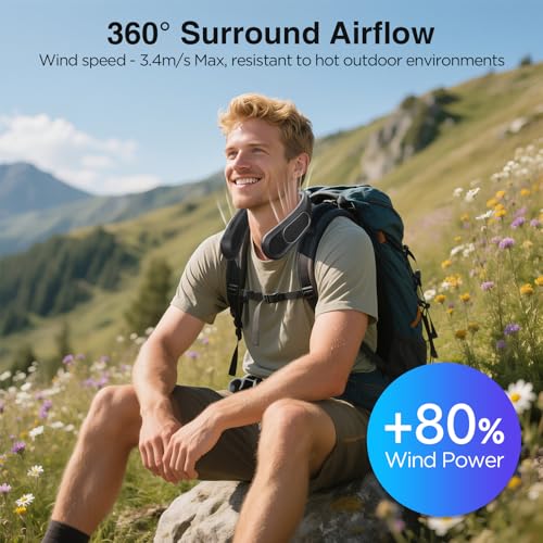 Neck Fan, Hands Free Bladeless Neck Fans Portable Rechargeable, 6000 mAh Battery Operated Wearable Personal Fan, Cooling Neck Fan, 3 Speeds, USB Fan Gifts for Men, Women, Travel, Outdoor - Image 6