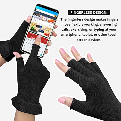 Mig4U Fingerless Moisturizing Gloves, Half Finger Touchscreen Beauty Glove For Eczema, Spa, Dry Hands, Skin Treatment, Summer Sun Uv Protection (L/Xl, Black-1 Pair) #TOP2