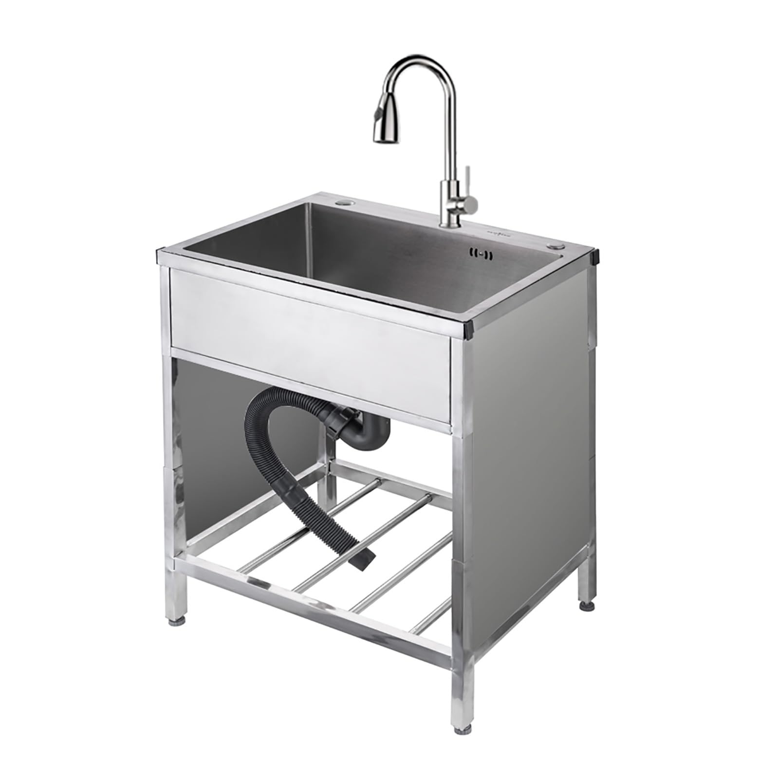 Évier de cuisine autoportant en acier inoxydable avec robinet complet