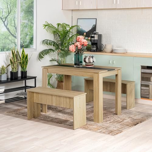 Table à Manger Scandinave 110x70 Chêne/Noir FURNITABLE