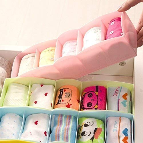 Anii Socks Organizer/Socks Sub Compartment Storage Box/Plastic Socks Storage Box Makeup Organizer Color May Vary (Pack of 2)-picture-15