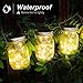 Mlambert Mason Jar Solar Lights -30 LED, 6 Pack Hanging Solar Lanterns Outdoor, Waterproof Fairy Lights for Patio Garden, Warm White