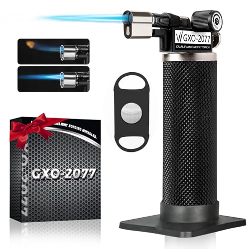 AVHH Butane Torch Lighter, 360° Usable, Up to Two Hours Burning Time, Dual Flame Mode Soldering Torches, Torch Refillable with Butane, Adjustable Flame Blow Torch, Industrial Welding Torch