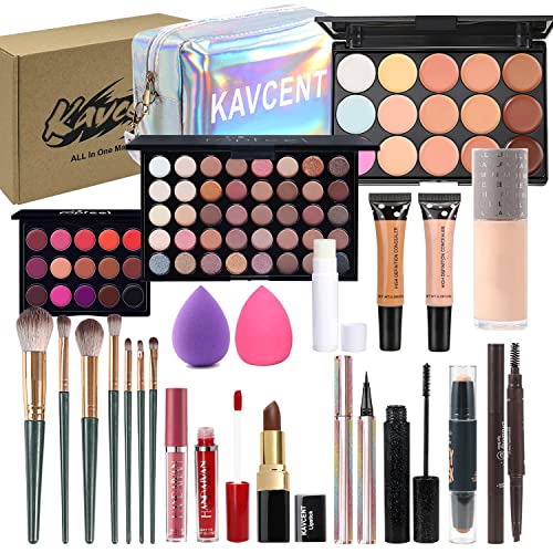 Makeup Kit for Women Full Kit Girls Makeup Set Eyeshadow Palette, Lip Gloss, Lipstick, Makeup Brush, Foundation, Concealer Mascara Powder Puff Makeup Bag Makeup Set for Women Girls Teens Gift