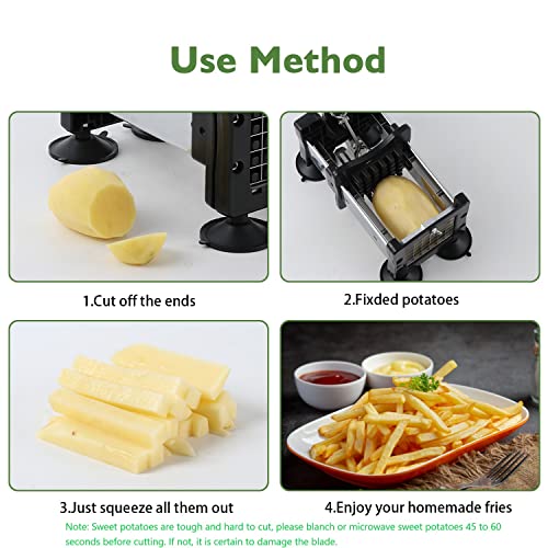 Votron French Fry Cutter Potato Cutter Stainless Steel with 2 Size Durable Blades for Vegetables, Potato, Onions, Carrots, Cucumbers, Fruits, Apples