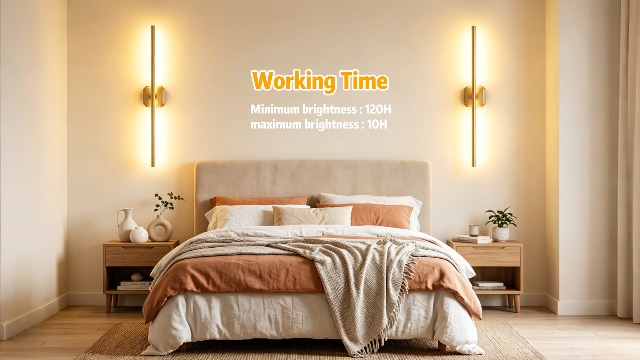 Image of Ollny Rechargeable Battery Operated Wall Sconces Set of Two with Remote Control, Dimmable & 3 Color Temperatures Wall Scones, 350 Rotatable Wireless Wall Lamps for Bedroom, Living Room, 28.7in
