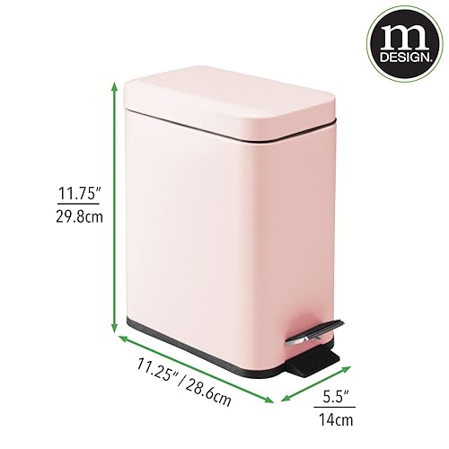 Miniatura 197 de mDesign - Cubo de basura de 1,3 galones de perfil delgado con escalón de metal, papelera, contenedor de basura, baño, tocador, dormitorio, cocina,