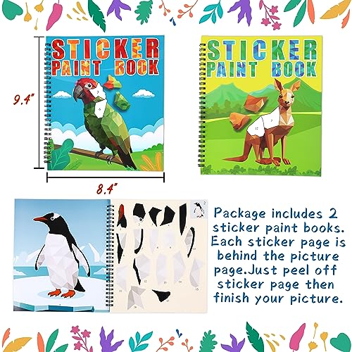 Image of 90shine 2PCS Sticker Books for Kids Ages 4-8 Zoo Pet Themed Designs Party Gift Create 22 Pictures