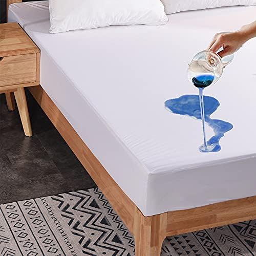 Waterdichte matrasbeschermer, eenpersoons/tweepersoonsbed, 4-laags gewatteerd hoeslaken van 30 cm met diepe hoeken, ultrazachte, geruisloze en ademende matrashoezen (bruin, 200 x 200 cm 30 cm Waterdichte matrasbeschermer, eenpersoons/tweepersoonsbed, 4-laags gewatteerd hoeslaken van 30 cm met diepe hoeken, ultrazachte, geruisloze en ademende matrashoezen (bruin, 200 x 200 cm 30 cm