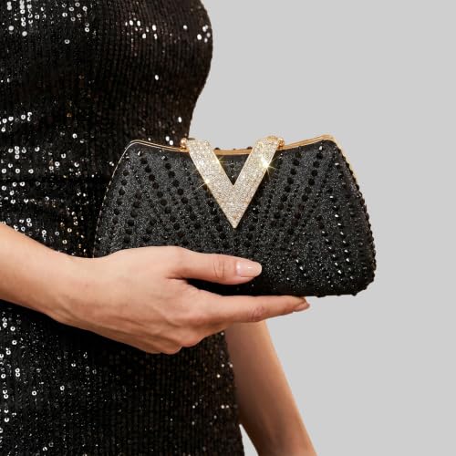 Image of SH Clutch Purse Rhinestone Clutch Purses for Women Glitter Prom Purse