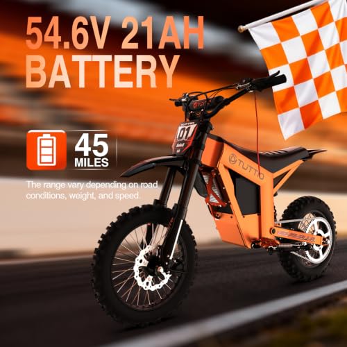 Image of Tuttio Soleil01 Electric Dirt Bike 45MPH Electric Off-Road Bike | 3000W, 220NM Electric-Motorcycle with 54.6V 21AH Battery, 14 inch /12 inch Fat Tire Ebike Full Hydraulic Brakes For Adults Teens