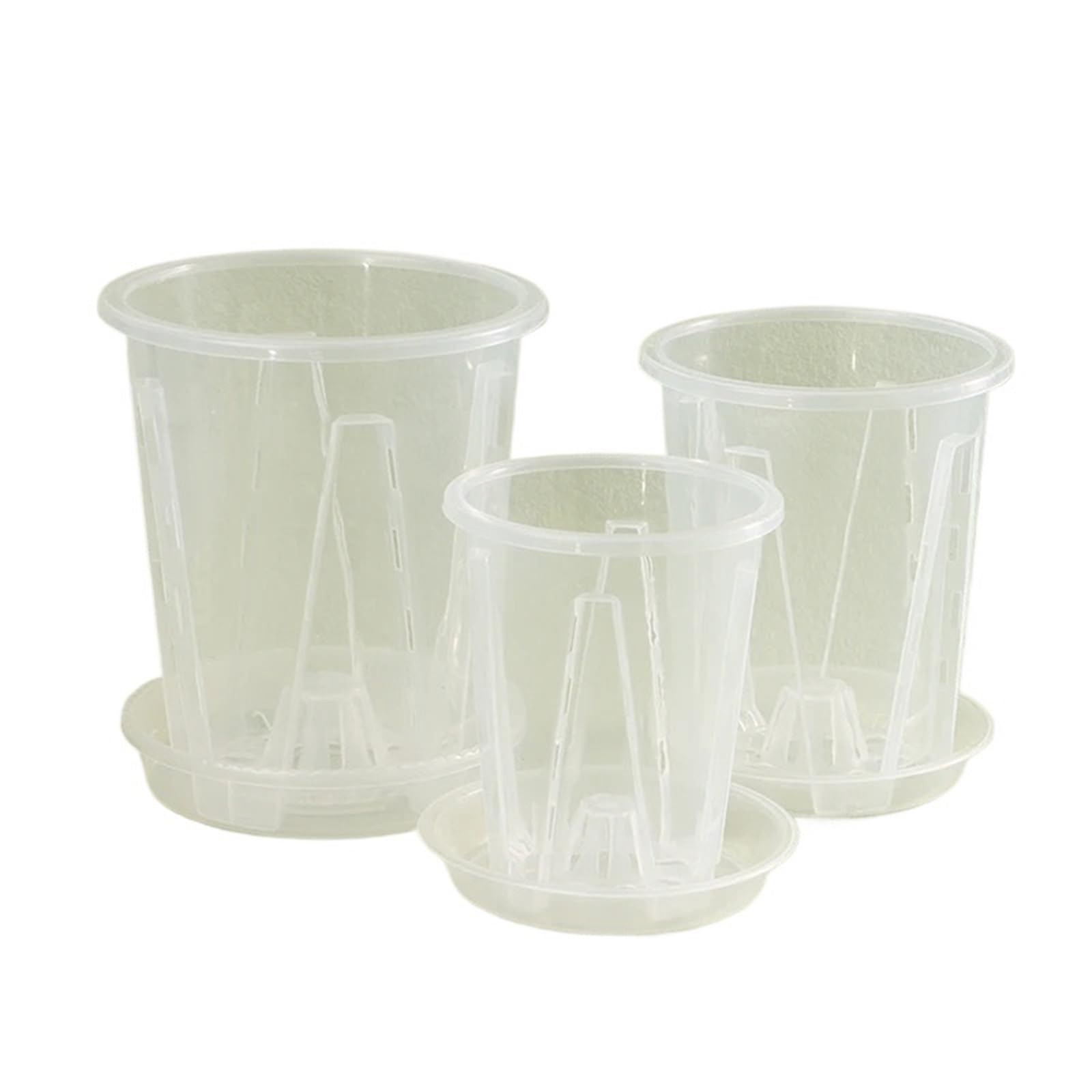RUWLFE 5pcs Root Control Transparent Flower Pot With Tray For Phalaenopsis Orchid Planting Stomata Home Gardening Decor for Succulents, Houseplants(12CM)