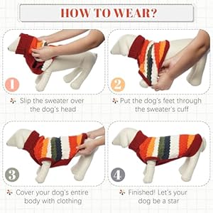 Kuoser Dog Sweater, Pet Cable Knitted Pullover Puppy Warm Clothes, Doggy Turtleneck Classic Knitwear Soft Thickening Doggie Outfit, Cold Weather Thermal Wear for Large Size Dogs, Red 2XL