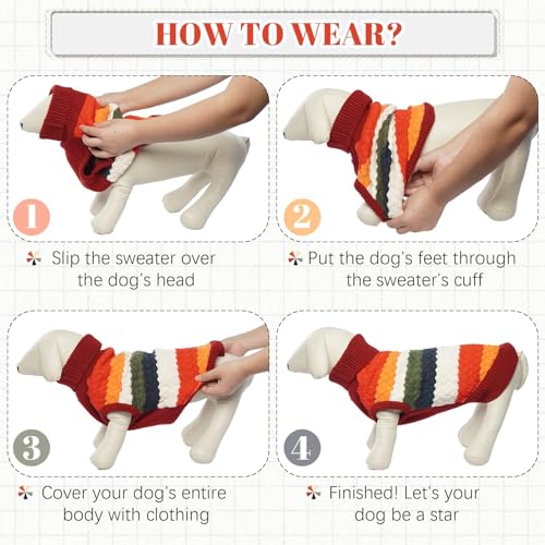 Kuoser Dog Sweater, Pet Cable Knitted Pullover Puppy Warm Clothes, Doggy Turtleneck Classic Knitwear Soft Thickening Doggie Outfit, Cold Weather Thermal Wear for Large Size Dogs, Red 2XL Kuoser Dog Sweater, Pet Cable Knitted Pullover Puppy Warm Clothes, Doggy Turtleneck Classic Knitwear Soft Thickening Doggie Outfit, Cold Weather Thermal Wear for Large Size Dogs, Red 2XL