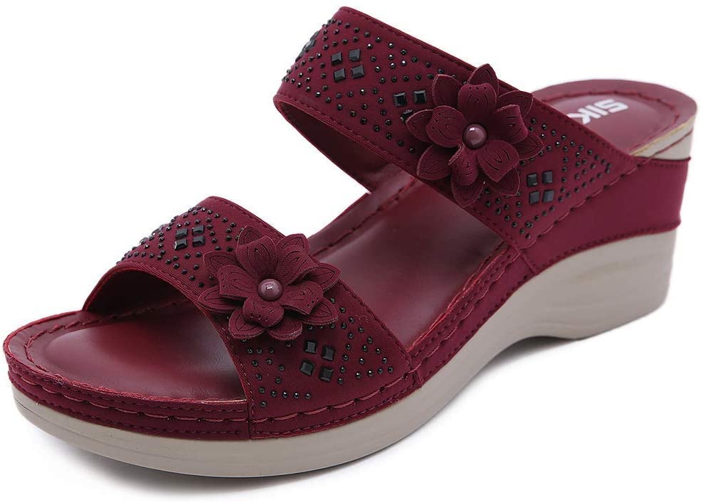 Mules femmes avec semelle massage et talon compensé style boho