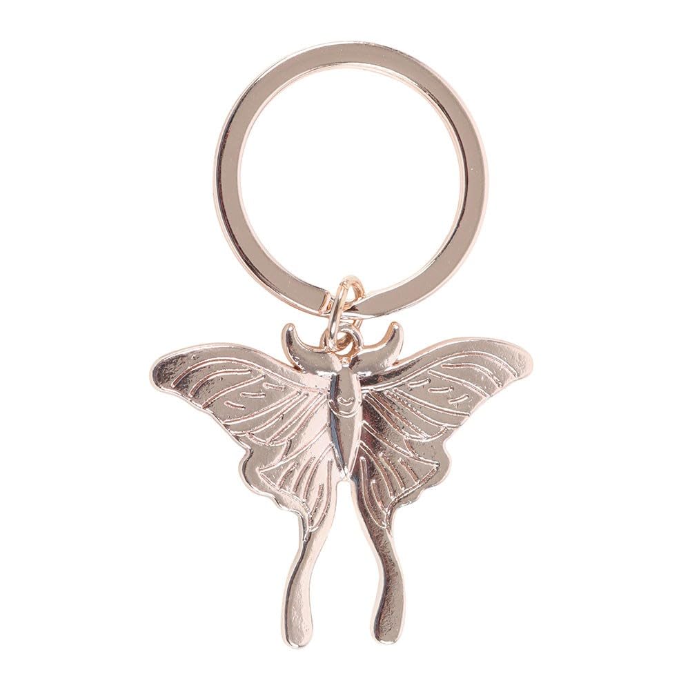 Something Different Men's Silver Elegant Luna Moth Metal Keyring – Symbol Of Change & Inner Guidance – Durable, Lightweight & Stylish Accessory For Keys Or Bags – Distinctive Design With Beautiful Backing Card