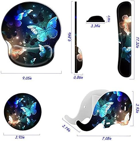 Miniatura 3 de Reposamuñecas para teclado y alfombrilla ergonómica para mouse con soporte para muñeca, base de poliuretano antideslizante, bonito posavasos a juego