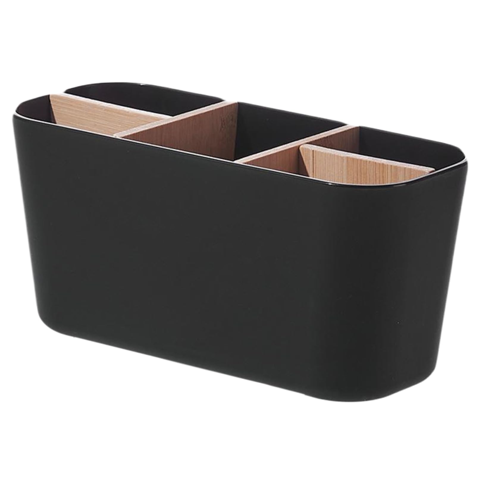 Wedhapy Tooth Brush Holder Toothbrush Holders 8.5x3.9x3.5in 5 Compartment Toothpaste Holder Multi-Purpose Black Plastic Bathroom Organizer for Electric Toothbrush