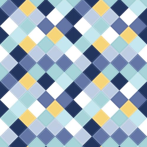 Image of LORETO - A QUALITY LINEN BRAND 144 TC 100% Pure Cotton Double /Queen Fitted Bedsheet with 2 Pillow Covers for 72 x 60 Inch, All-Around Elastic, 8 Inch Deep Pocket, Vivid Blue and Yellow Checkered