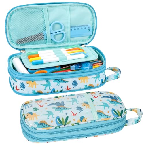 Image of Bagseri Pencil Case for Boys - Expandable Cute Kids Pencil Case | Wide Opening Pencil Pouch Organizer for School Supplies,Cute Kids Pencil Case for Boys, Dark Blue Galaxy