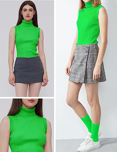 Image of v28 Women Sleeveless High Neck Turtleneck Stretchable Knit Sweater Top