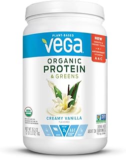 Vega Organic Protein and Greens Powder, Vanilla, 26 Servings, 2.2 Pounds, Packaging May Vary