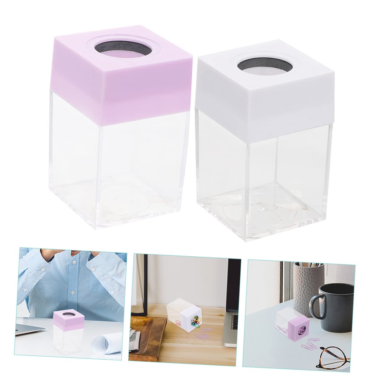 5 Set Di Porta Graffette Magnetici Contenitore Per Graffette Quadrate Scatola Portaoggetti Per Ufficio Capacità 2 Pezzi * 5