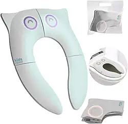 Kids Need - Redutor De Assento Dobrável Infantil Para Vaso Sanitário - Portátil, Retrátil, Fácil De Guardar, Pequeno, Compatível Com Diversos Formato De Privada. Ideal Para Criança Usar Na Viagem, Passeio E Em Casa. Modelo Coruja (Cinza)