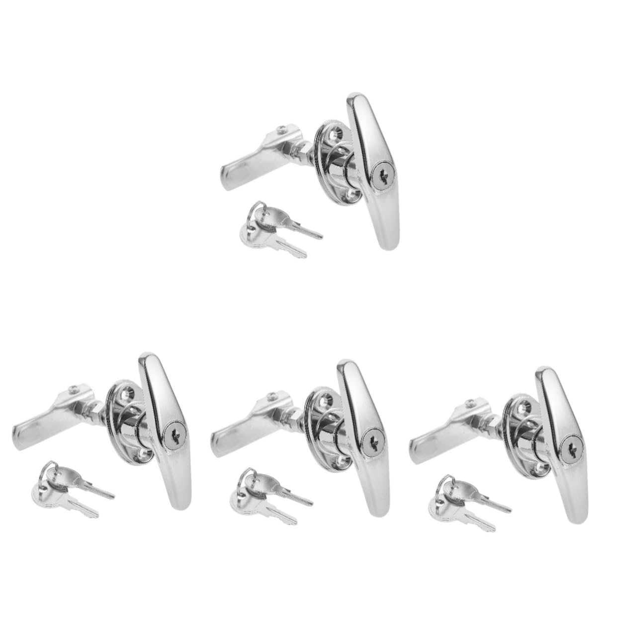 SHINEOFI 4 Set Serratura maniglia porta armadio elettrico armadio con chiave serratura cassettiera per cassetto per vetrina Lega di zinco Silver