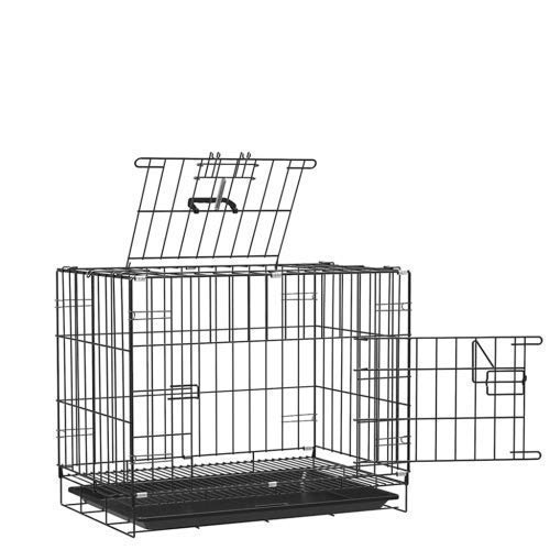 Dog Trust Black 24 Inch Double Door Folding Metal cage with Removable Tray and paw Protector or Dogs, Cats and Rabbits (B09GM4D4JM) Amazon Price History, Amazon Price Tracker