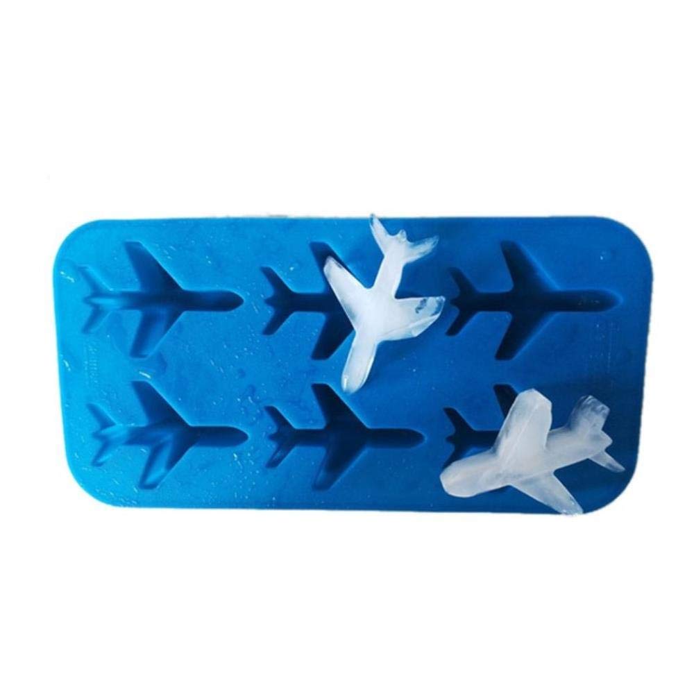 Ctobb Blue 3D Silicone Airplane Ice Mold Whiskey Wine Cocktail Juice Silicone Ice Cube Tray Maker Fondant Chocolate Mould Bar Tools,