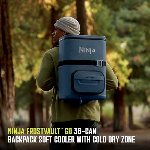 Image of Ninja FrostVault Go Can Soft Cooler, 24 /36 Can, Leak Proof, Built-In Cup Holder, 2 Ice Packs & Dry Storage Drawer, Polyester Insulation, Hiking, Camping, Picnic