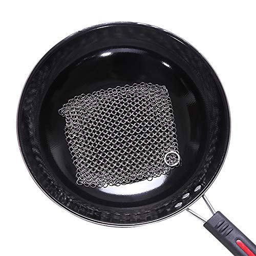 Cast Iron Cleaner Chainmail Scrubber Cast Iron Skillet Cleaner 316L Stainless Steel Cleaner Oven Cleaner 7" x 7"