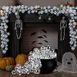 Dingion 6 FT Clear Christmas Ornament Balls Halloween Decor Iridescent Ornaments, 84 Pcs Multisize Clear Plastic Balls Hanging Garland for Halloween Bubbling Cauldron Indoor Xmas Tree Party Decor