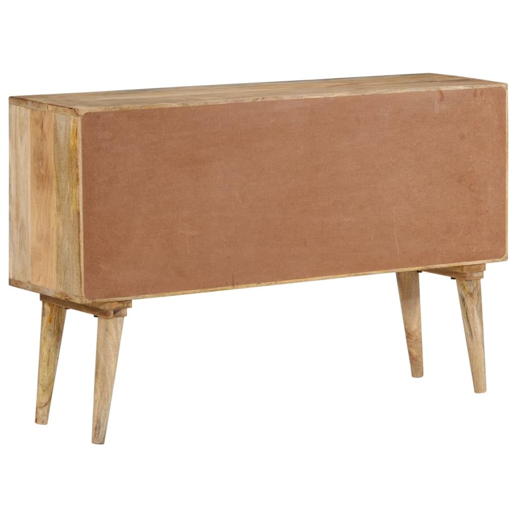 Credenza in legno di mango massiccio, 110 x 30 x 70 cm, con 2 cassetti e scomparto, contenitore stabile per soggiorno, camera da letto, ufficio, corridoio, comò multifunzione con finitura