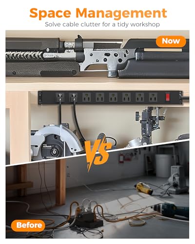 TESSAN Multitoma de Metal, 8 Salidas, 1 Interruptor, Cable de Extensión de 1.83 m miniatura 7