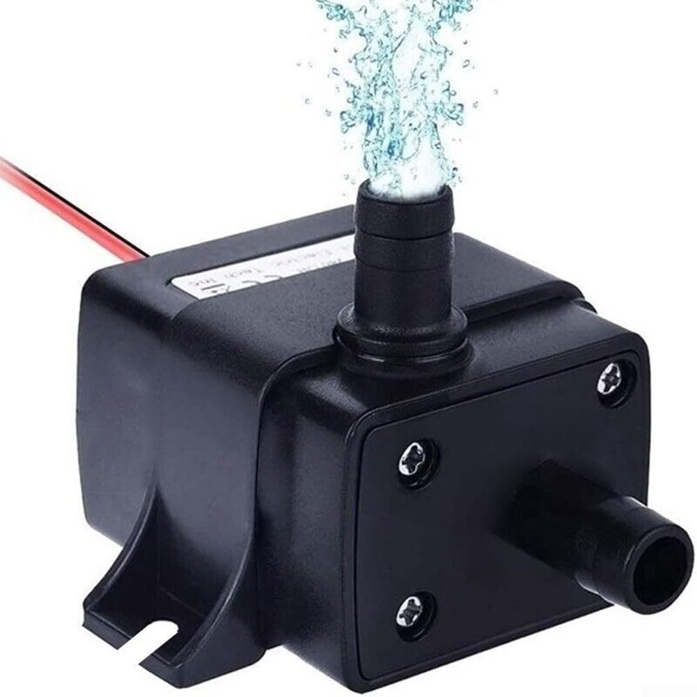 Mini Submersible Water Pump 12V Fountain Aquarium Pond Quiet for Saltwater and Freshwater Use Suitable for Terrarium Waterfalls and Garden Outdoor Water Features Black