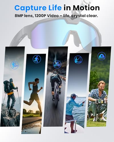 Image of AI Smart Glasses with Camera 4K, Video Recording Glasses with EIS & OIS Stabilization,Polarized Sunglasses,ChatGPT Voice Assistant, 139-Lang Translation,Open Ear Headphones for Cycling /Skiing /Baseball