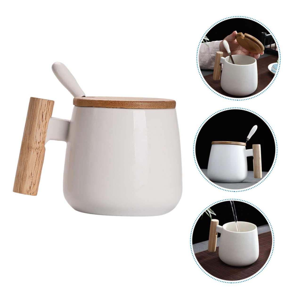 ULTECHNOVO 2 Set Tazza con e da Ergonomico per Latte Colazione e Bevande Calde