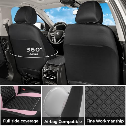 Image of FLORICH Seat Covers, Front Seat Covers 2 PCs, Automotive Seat Cover for Cars, Luxury Leather Universal Seat Cover Accessories Fit for Most Cars SUV Truck Sedans(Pink)