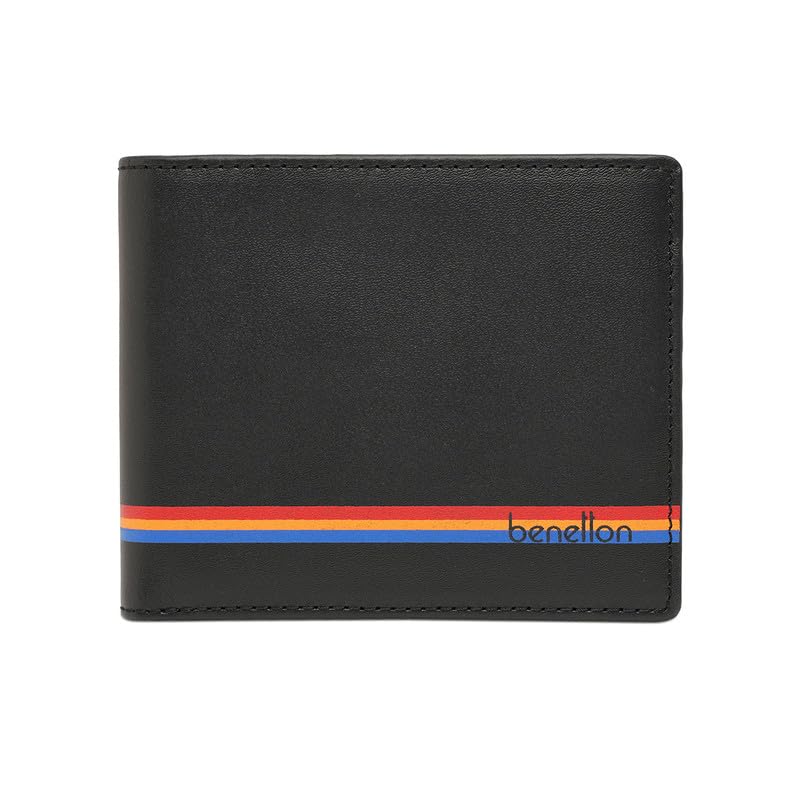 united colors of benetton Men's Genuine Leather Global Coin Wallet Lyuban - Black | Slim Bifold with Secure Coin Pouch, 2 Compartments 4 Card Slots | Stylish Purse of Gents-picture-50