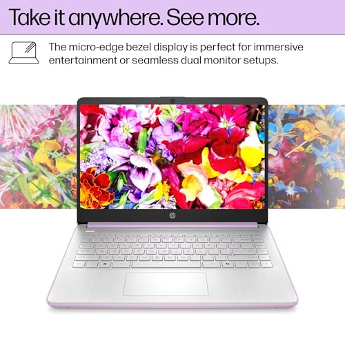 Image of HP 14 inch Laptop Computer for 2026 Student Business Productivity, MS Office & Win 11 Pro, Copilot AI, Intel 4-Core CPU, 4GB DDR5 RAM, 628GB Storage (128GB UFS+500GB Ext), Wi-Fi 6, HubxcelAddon, Lavender