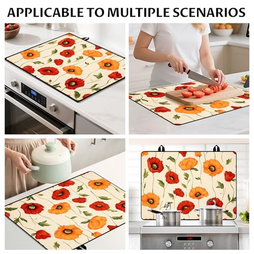 Image of BVBOX Stove Top Cover for Electric Stove, 28 inch x 20 inch Glass Cooktop Protector Mat with Hanging Loops, Anti-Scratch Non-Slip Dish Drying Mat, Washable Countertop Pad