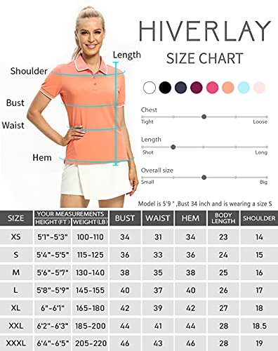 Image of Hiverlay Women's Golf Polo T Shirts Lightweight Moisture Wicking Short Sleeve Shirt Quick Dry UPF 50+